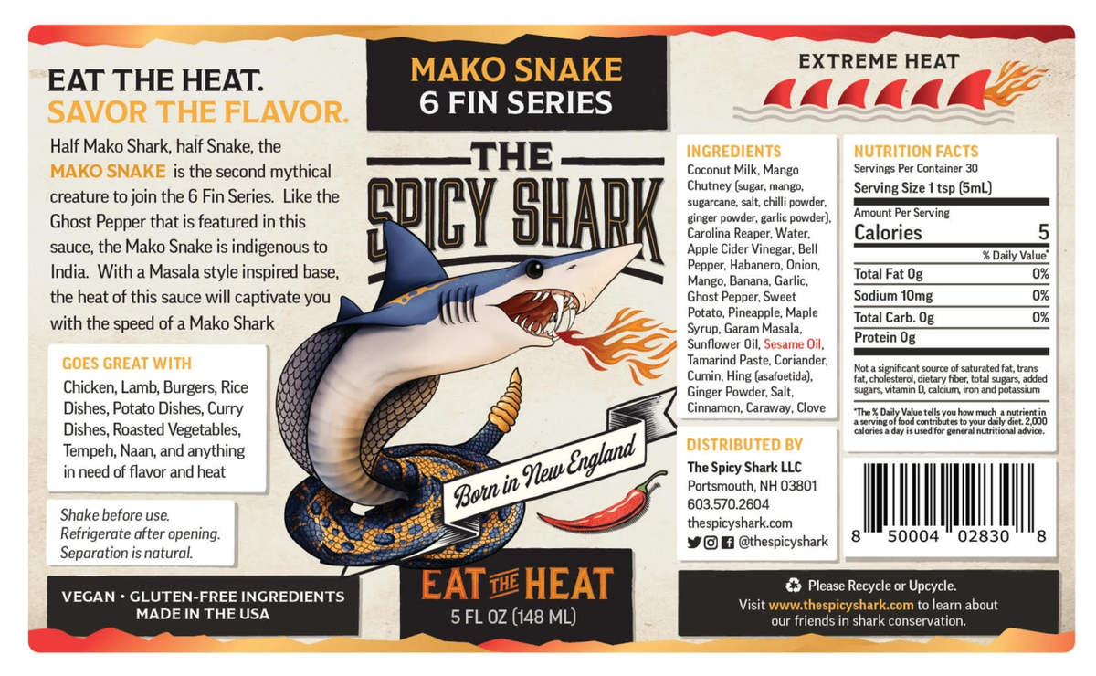 Spicy Shark Tiger Shark Ghost Pepper Hot Sauce