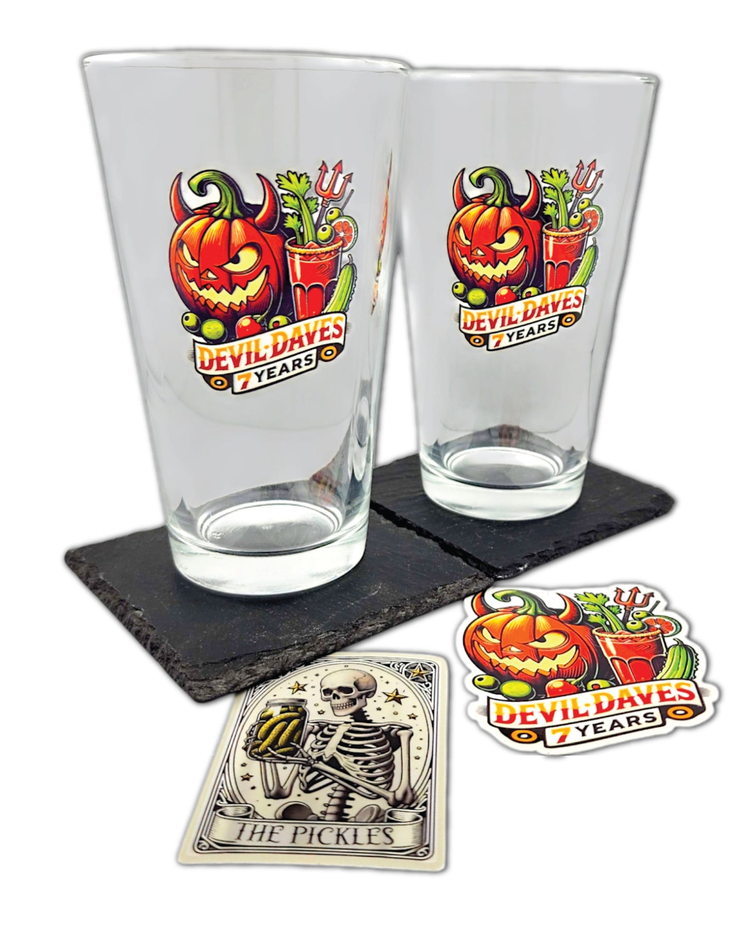 2 pack pint glass set devil daves