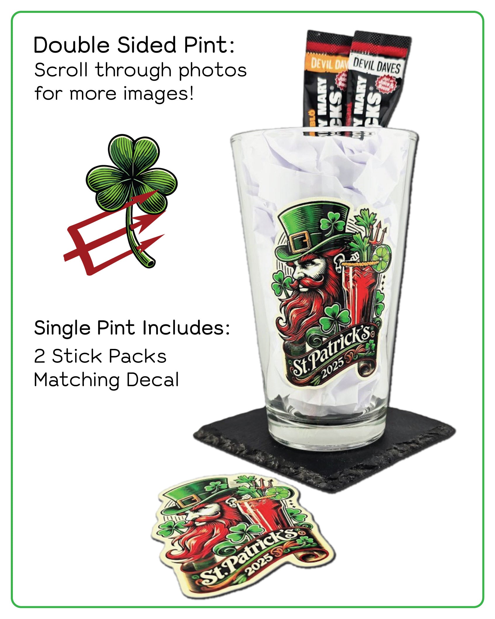 devil daves irish pint glass