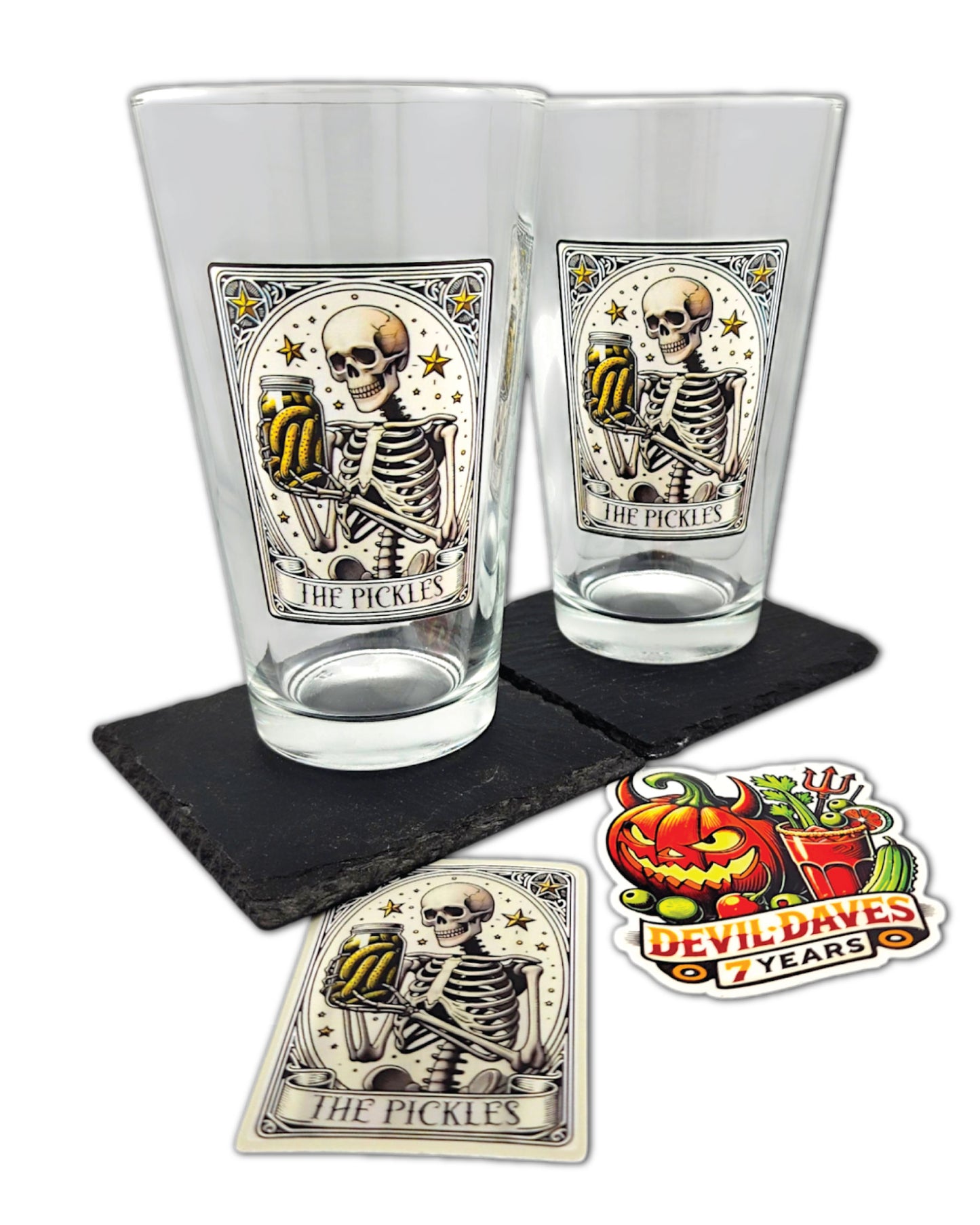 7 Year - Pint Glass Set & Decals | Pickles Tarot Card